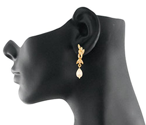 Touchstone Indian Bollywood Style Ethnic White Rhinestones Pretty Black Beads Traditional Designer Jewelry Mangalsutra Set In Gold Tone For Women. - Image 4