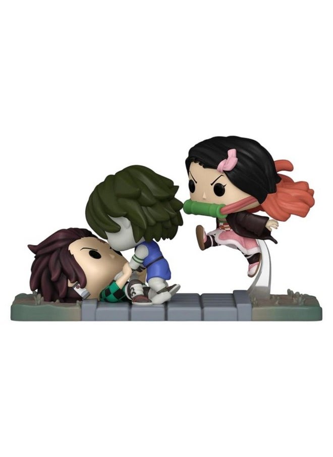 Funko Funko Demon Slayer: Kimetsu No Yaiba Pop Moment Tanjiro & Nezuko Vs. Temple Demon Vinyl Figure Exclusive, Multicolor  - Image 1