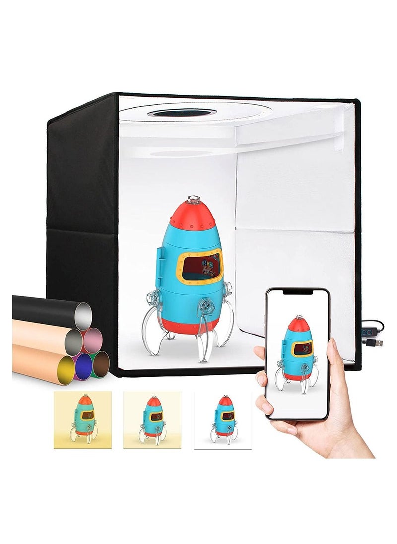 Cool Baby - COOLBABY Photo Light Box 16inch for Product Photography Quick Install Professional Photo Boxes with Lights Three Color Dimmable Photo Booth Studio with 12 Color Background - Image 1