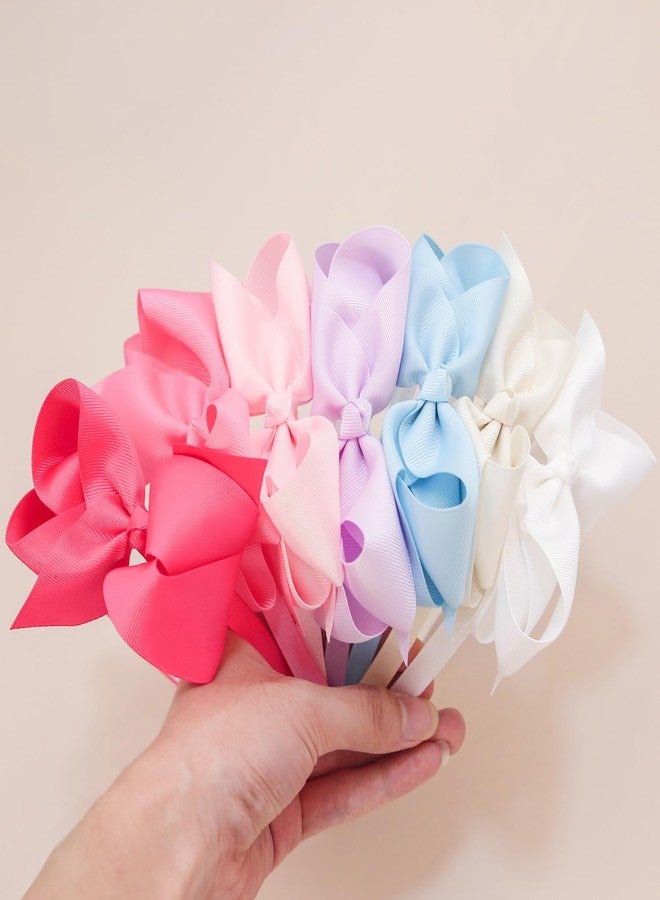 شيما مجموعة زيما من 14 ربطة شعر مزينة بفيونكات للبنات، ربطة شعر مزينة بفيونكات شريطية مقاس 4.5 بوصة مع أسنان، مناسبة للأطفال من عمر 4 إلى 12 سنة. - Image 5