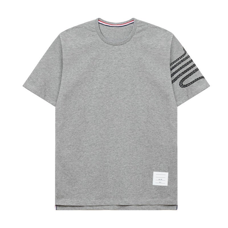2025 Year Of The Snake Limited Edition Pure Cotton Heavyweight Left Sleeve Snake Pattern Trendy T-Shirt Round Neck Loose Comfortable Casual Short Sleeve Men - Image 4