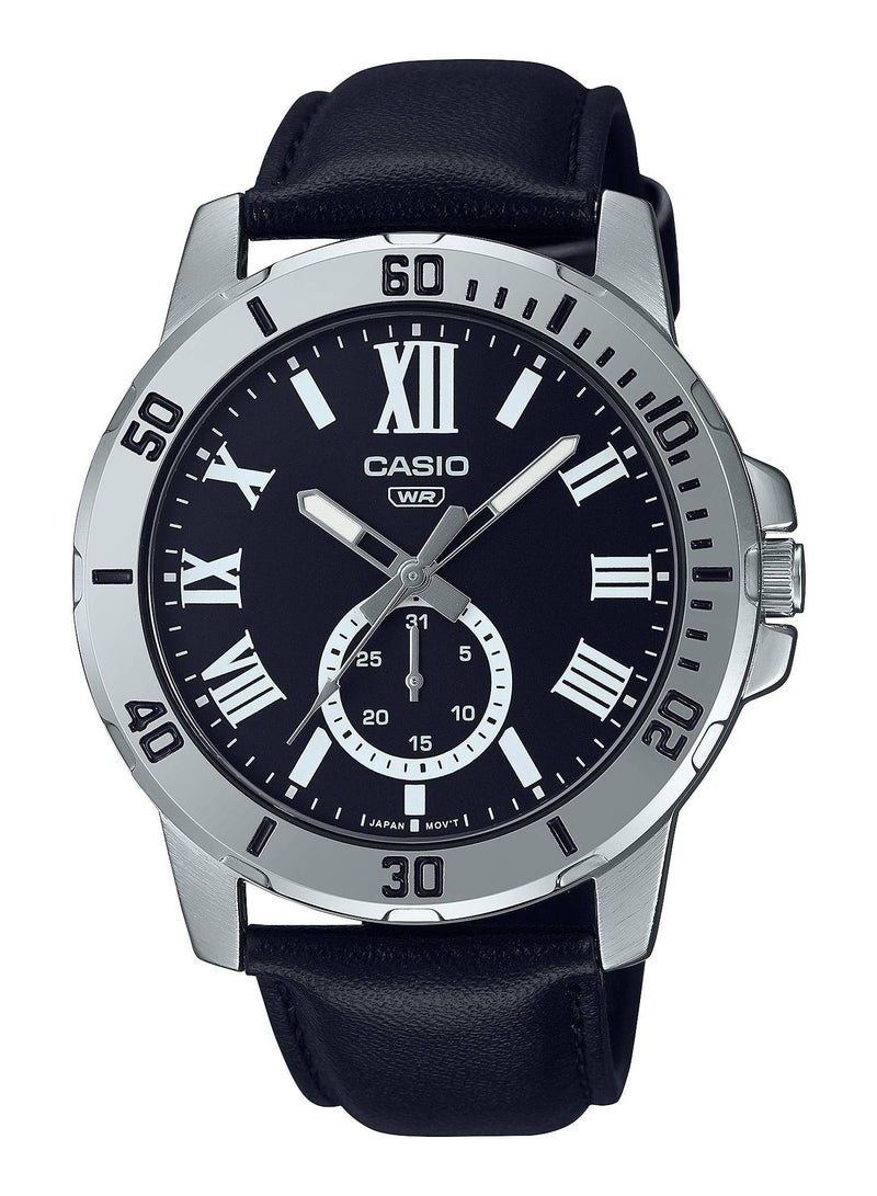 Casio Water Resistant Leather Strap Analog Quartz Watch - MTP-VD200L-1B - 45mm - Image 1