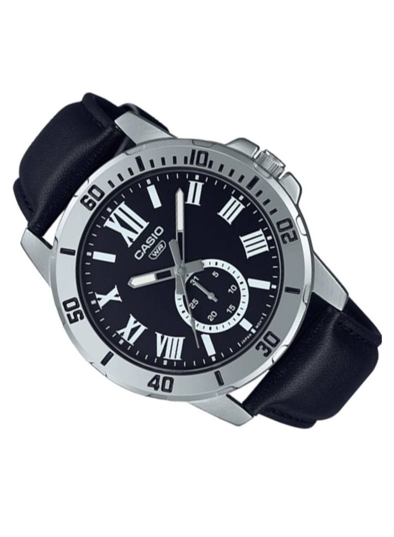 Casio Water Resistant Leather Strap Analog Quartz Watch - MTP-VD200L-1B - 45mm - Image 3