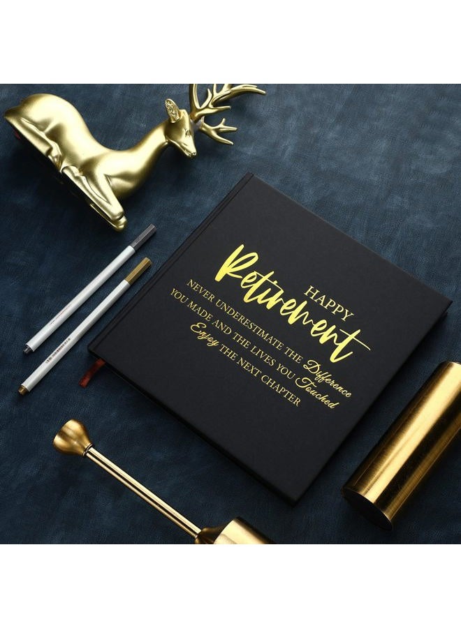 Resholder Retirement Guest Book with 2 Markers 8.7'' Square Hardcover Blank Guest Book Happy Retirement Party Supplies Retirement Gifts for Women Men Party Decorations Photo Signing (Black) - Image 3