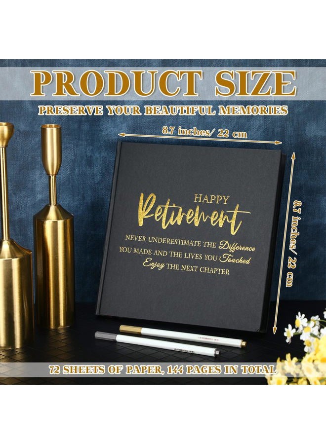 Resholder Retirement Guest Book with 2 Markers 8.7'' Square Hardcover Blank Guest Book Happy Retirement Party Supplies Retirement Gifts for Women Men Party Decorations Photo Signing (Black) - Image 2