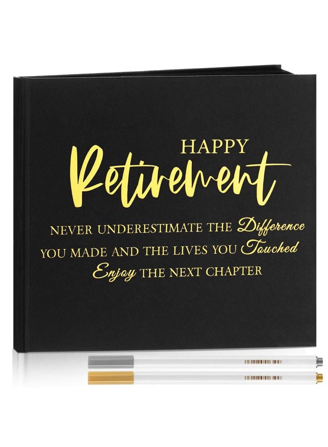 Resholder Retirement Guest Book with 2 Markers 8.7'' Square Hardcover Blank Guest Book Happy Retirement Party Supplies Retirement Gifts for Women Men Party Decorations Photo Signing (Black) - Image 1