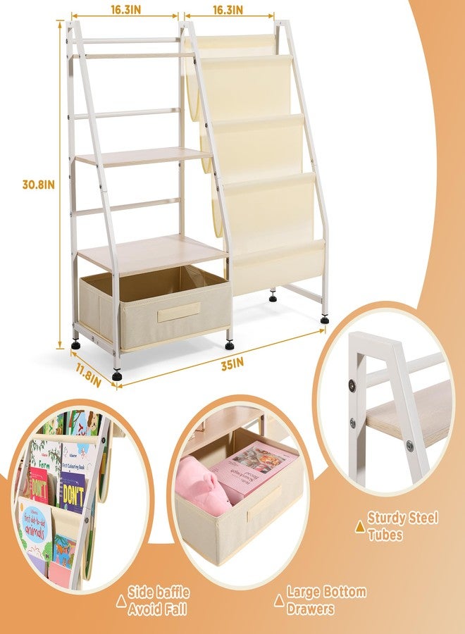 Vsonker Kids Bookshelf and Toy Storage-Book Shelf for Kids Rooms，Toddler Bookshelf Baby Bookcase with 4 Sling Shelves & Fabric Toy Chest Toy Organizer for Playrooms, Bedrooms, Nursery - Image 2