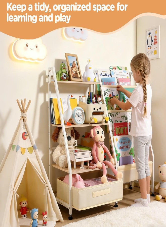 Vsonker Kids Bookshelf and Toy Storage-Book Shelf for Kids Rooms，Toddler Bookshelf Baby Bookcase with 4 Sling Shelves & Fabric Toy Chest Toy Organizer for Playrooms, Bedrooms, Nursery - Image 4