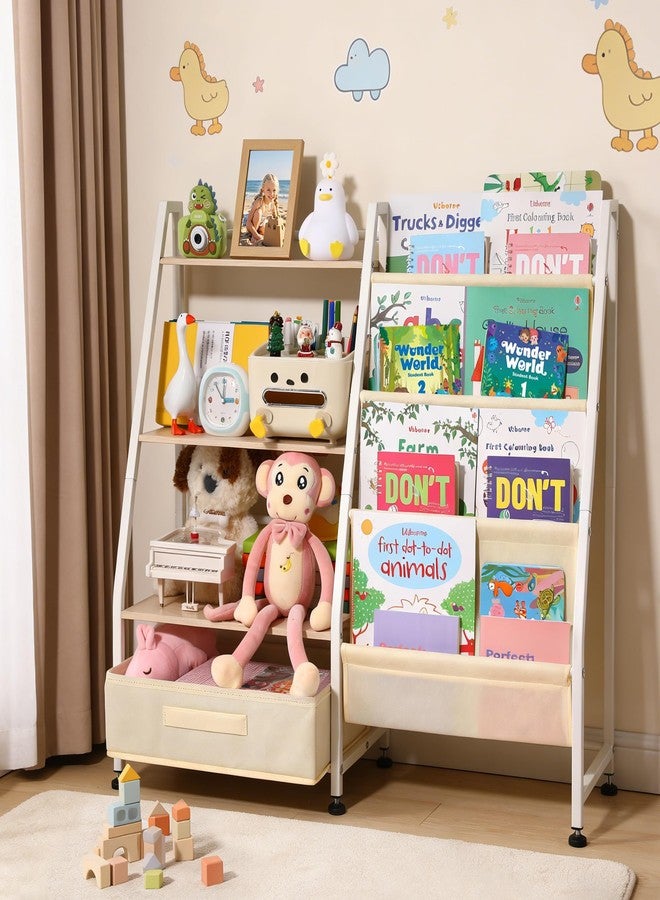 Vsonker Kids Bookshelf and Toy Storage-Book Shelf for Kids Rooms，Toddler Bookshelf Baby Bookcase with 4 Sling Shelves & Fabric Toy Chest Toy Organizer for Playrooms, Bedrooms, Nursery - Image 1