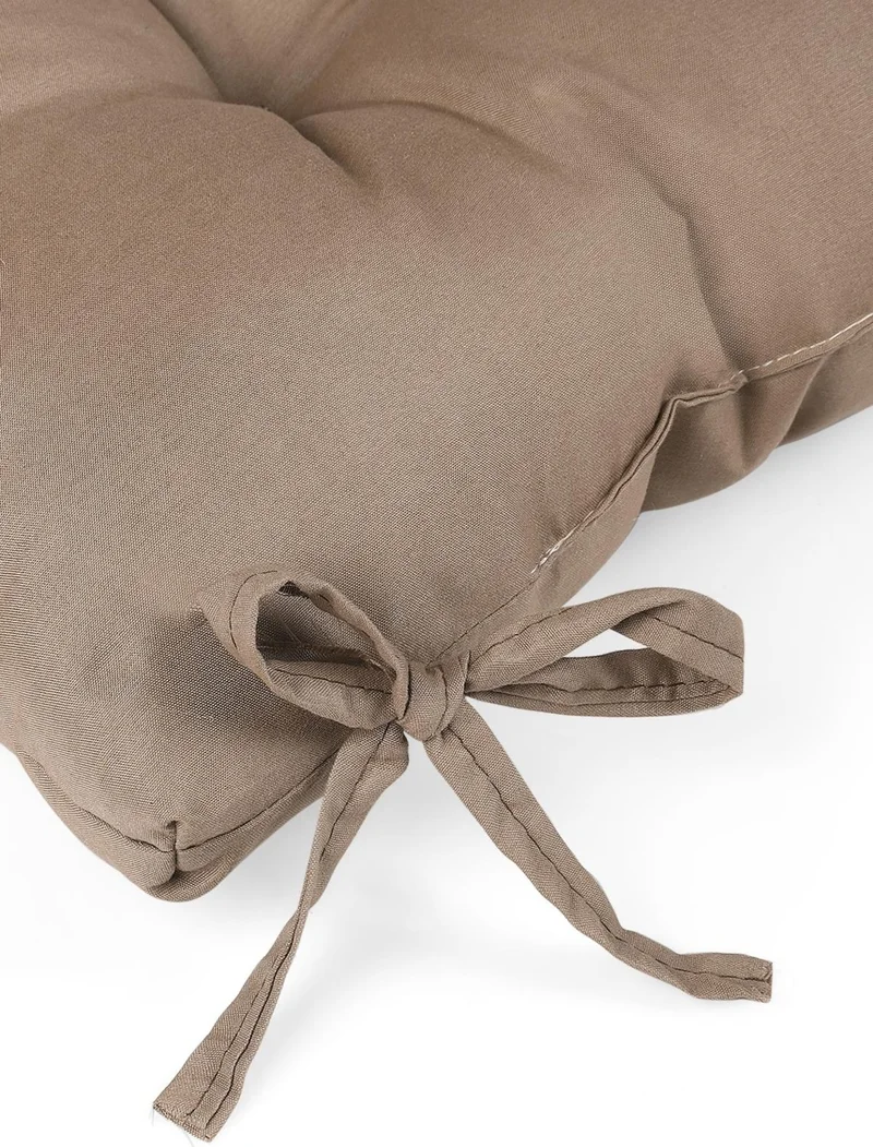 Bluenity 2-Piece Pouf Soft Chair Cushion 4 Quilted 42X42 cm Brown