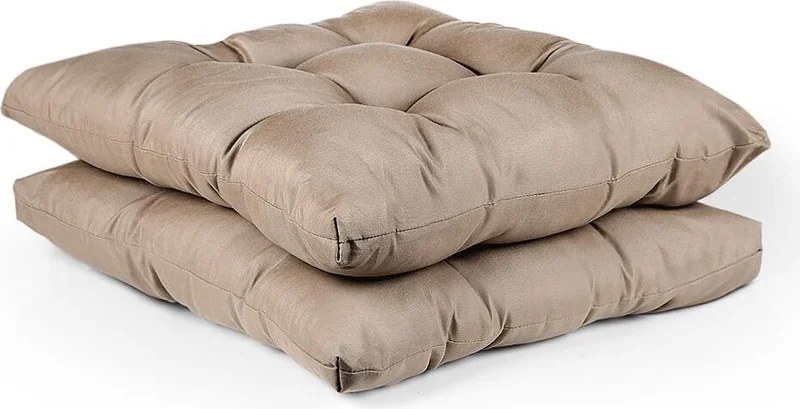 Bluenity 2-Piece Pouf Soft Chair Cushion 4 Quilted 42X42 cm Brown