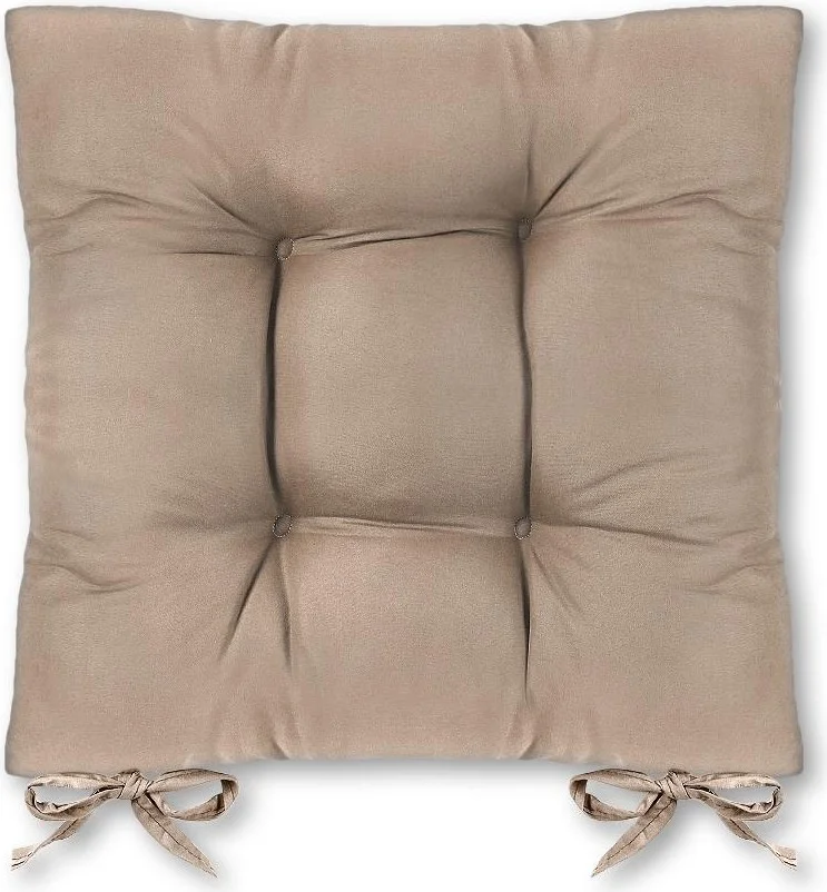 Bluenity 2-Piece Pouf Soft Chair Cushion 4 Quilted 42X42 cm Brown