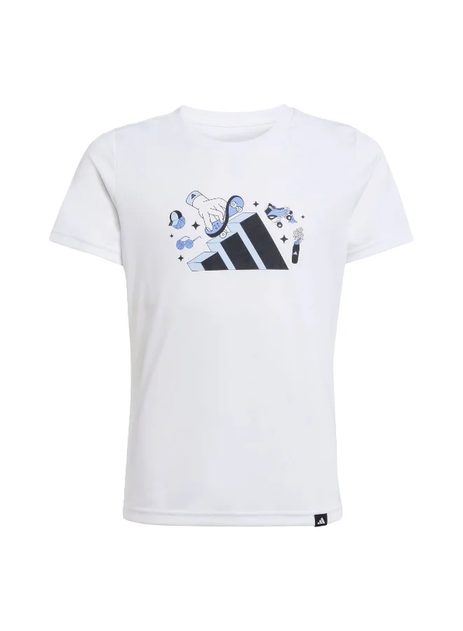 adidas Adidas Jg Animal T 2 White Graphic Tee (Short Sleeve) T-Shirts For Kids