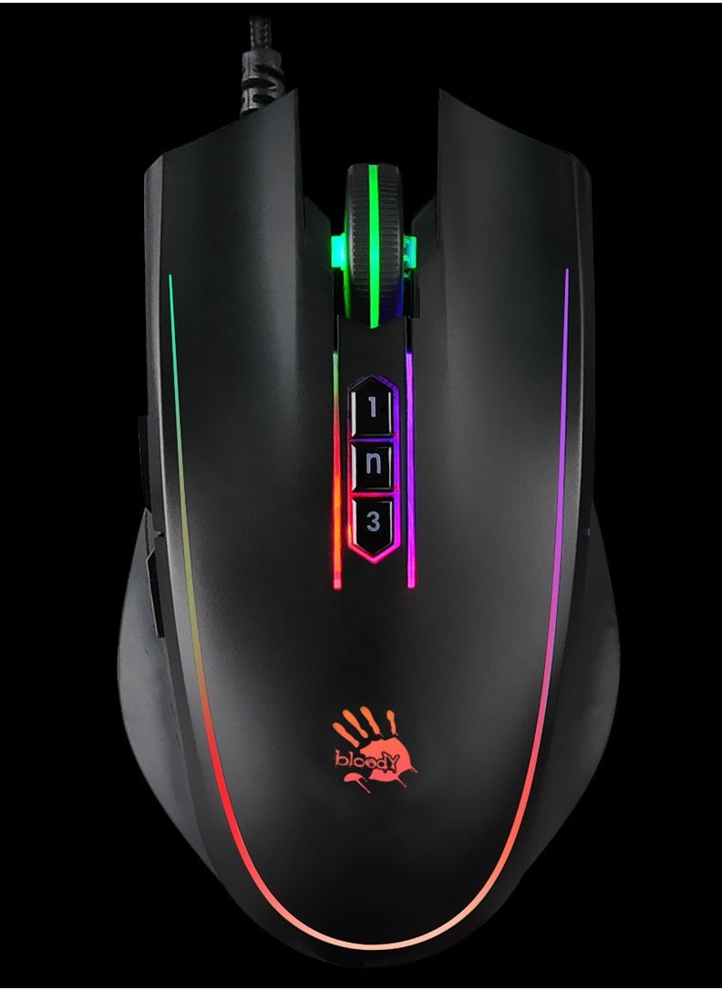 Bloody - Gaming Mouse 0.2 MS Light Strike P81s, 6 Sniper Mode With Adjustable 8000 CPI, BC3332-S Gaming Engine With 5K RGB Animation, Black - Image 1