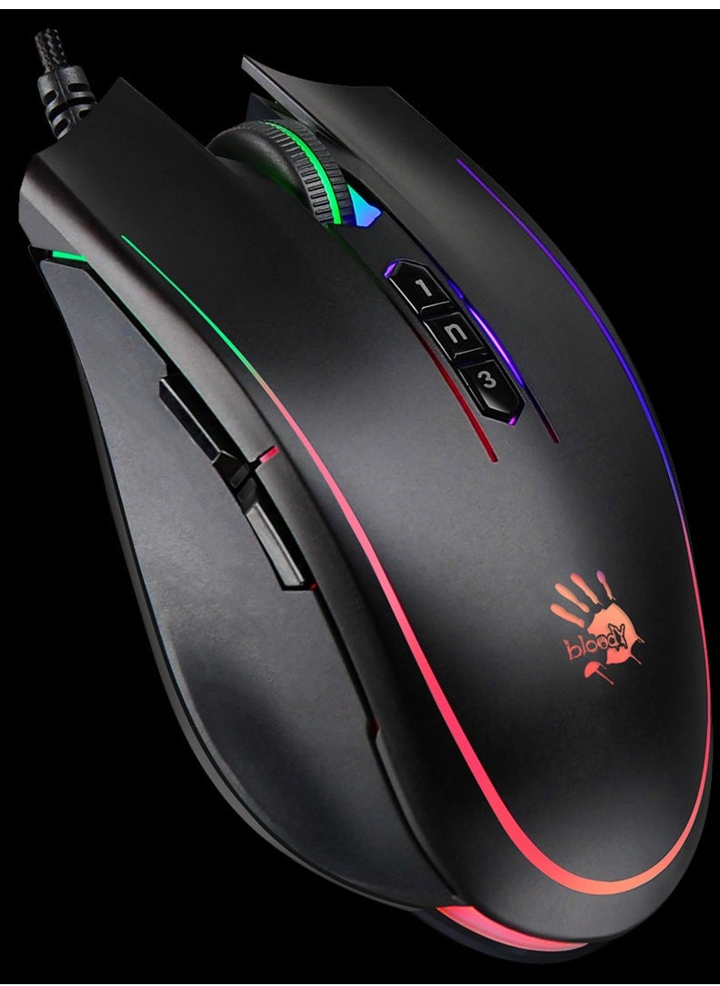 Bloody - Gaming Mouse 0.2 MS Light Strike P81s, 6 Sniper Mode With Adjustable 8000 CPI, BC3332-S Gaming Engine With 5K RGB Animation, Black - Image 1