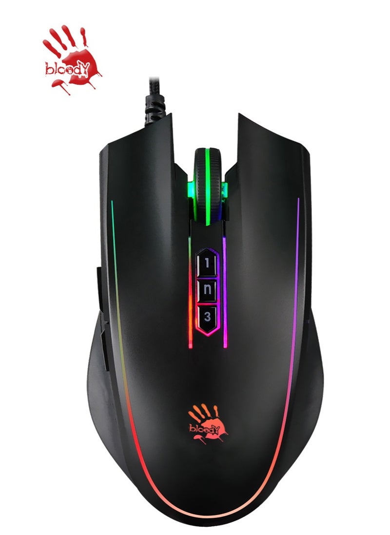 Bloody - Gaming Mouse 0.2 MS Light Strike P81s, 6 Sniper Mode With Adjustable 8000 CPI, BC3332-S Gaming Engine With 5K RGB Animation, Black - Image 1