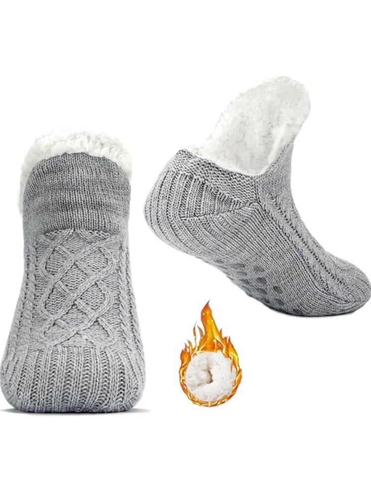 RATSAW Fluffy Fleece Slipper Socks Non-Slip Warm Winter Socks Cute Fleece-lined Slipper Socks Warm Indoor Slipper Socks Cozy Winter Non-Skid Socks Plush Socks for Unisex - Image 1
