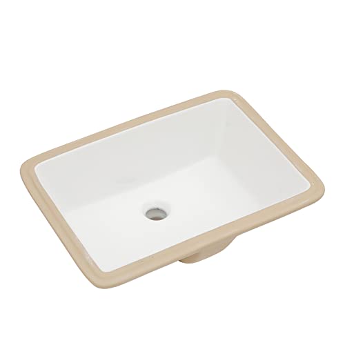 Lordear Undermount Rectangle White Porcelain Ceramic Bathroom Vanity Sink 20x15 Inch with Overflow - Image 1