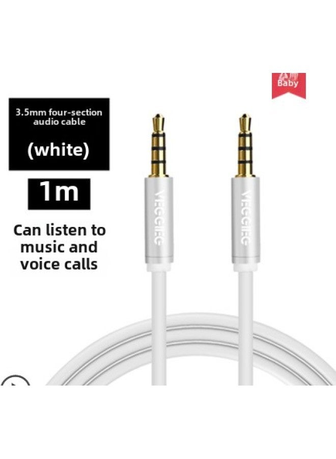 Weige Aux Audio Cable 3.5mm Public-to-public Audio Audio Mobile Phone Computer Notebook Connection Headset Vehicle-mounted Cable-Color:White Metal Head (1 M)  - Image 1