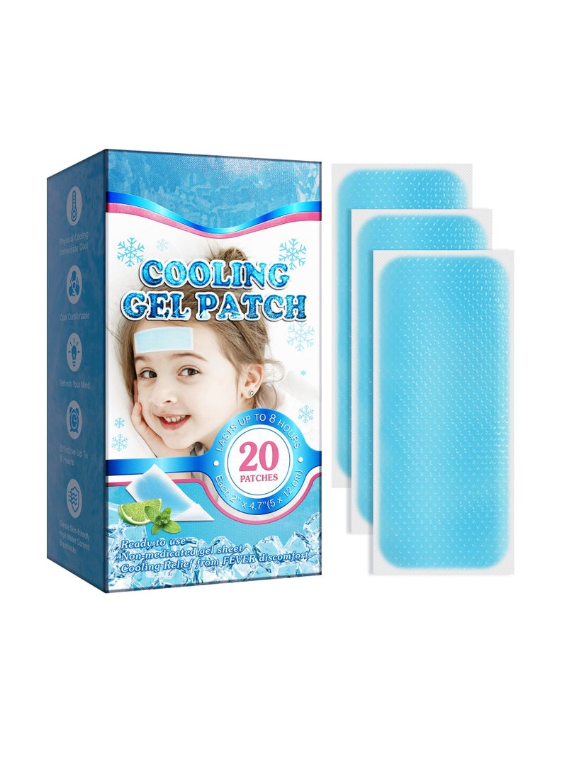 SYOSI 20 Sheets Fever Patches for Kids - Hot Weather Cooling Gel Patches for Adults - Headache Patches - Forehead Cool Pads for Fever Discomfort - Cooling & Pain Relief, Drug Free - Image 1