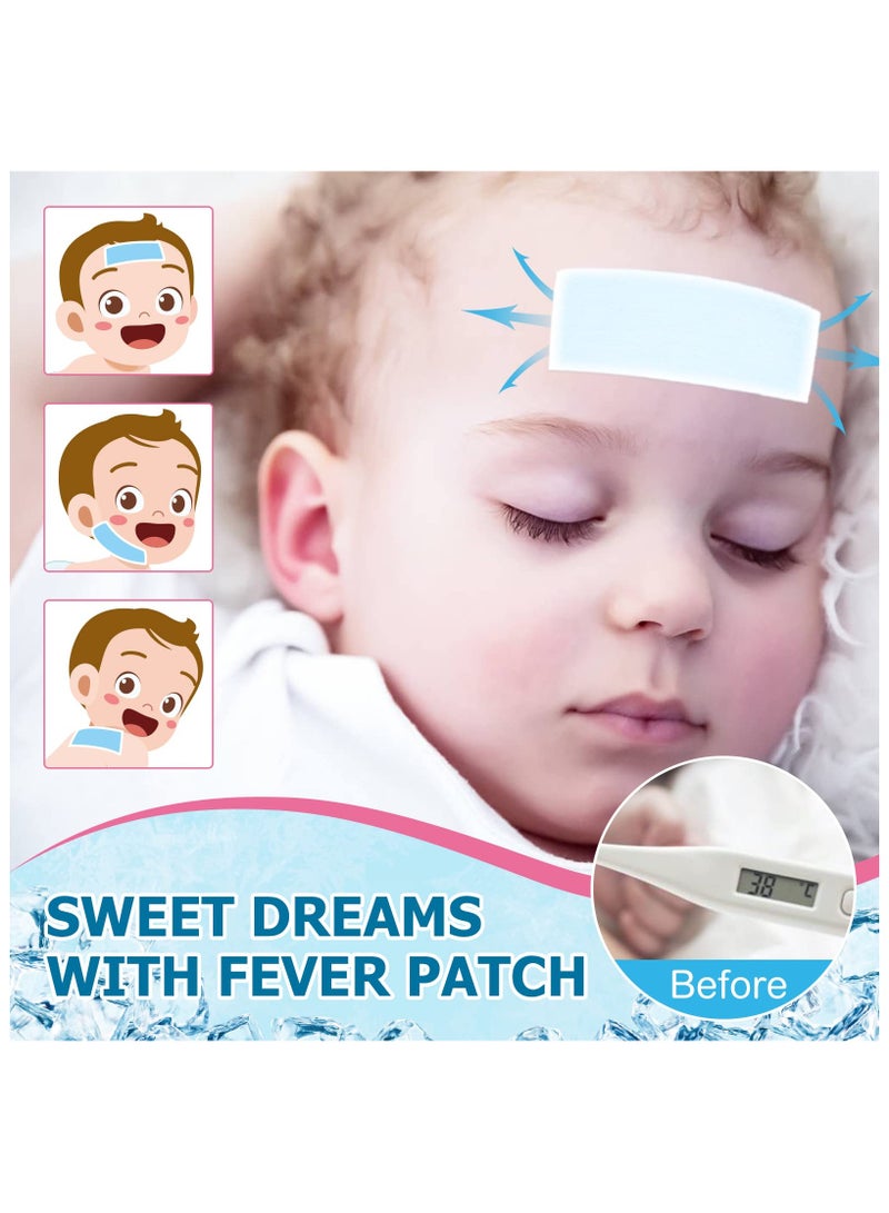 SYOSI 20 Sheets Fever Patches for Kids - Hot Weather Cooling Gel Patches for Adults - Headache Patches - Forehead Cool Pads for Fever Discomfort - Cooling & Pain Relief, Drug Free - Image 4