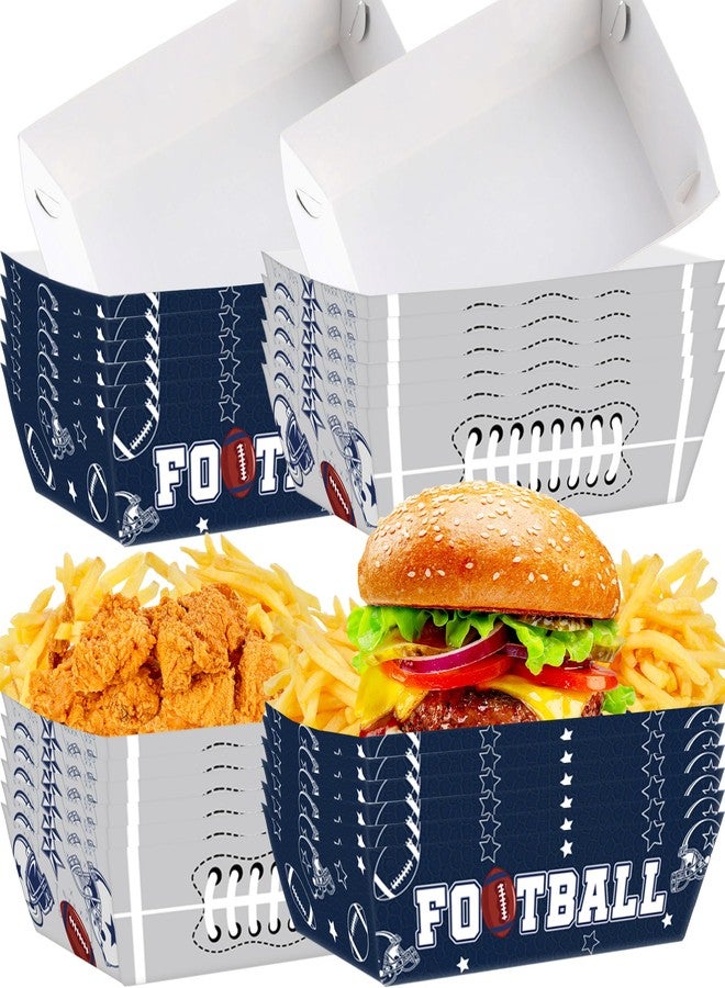iPartyGo Football Birthday Party Decorations - 50 Pcs Blue American Rugby Paper Boats Food Trays Serving Nacho Snacks Cowboy Sports Themed Decor Supplies for Boys Men Teens Fans Game Day Tailgate - Image 1