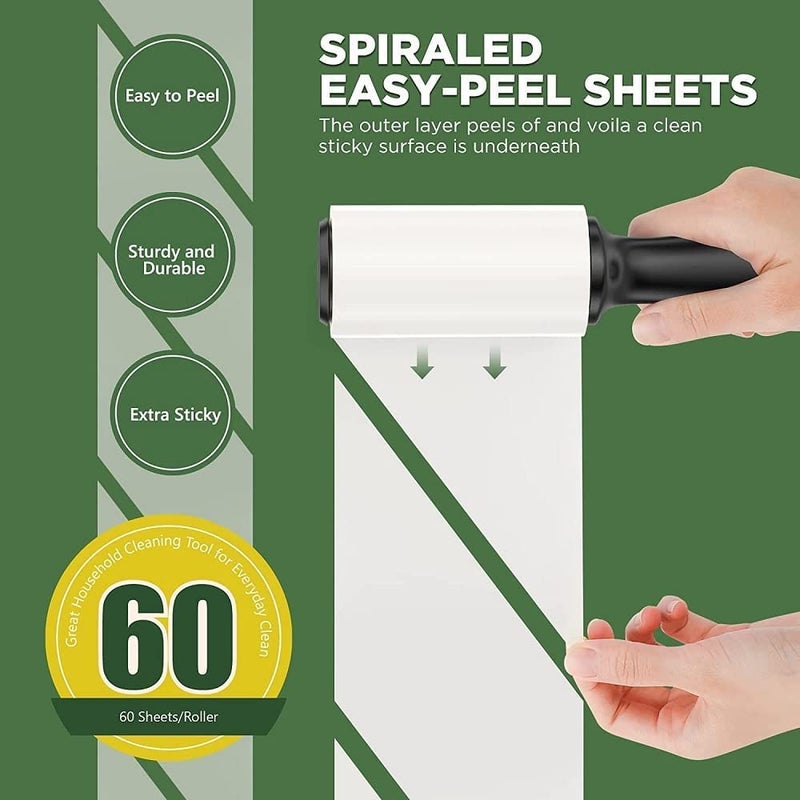 Aimers Lint Rollers Pet Hair Lint Remover for Clothes Refills Extra Sticky Tape Roller for Dog Hair Removal, Clothes, Furniture, Carpet (White Daisy) - Image 5