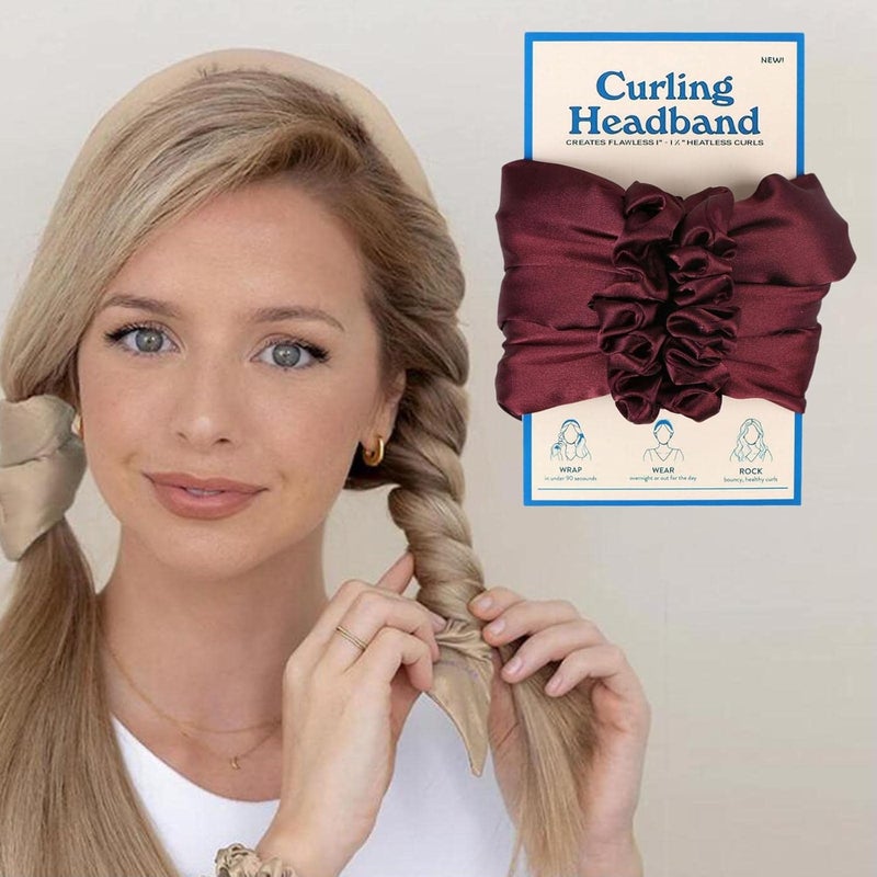 كلاراكو أداة تجعيد شعر مريحة بدون حرارة للنساء والفتيات، طوق رأس يمكنكِ صنعه بنفسكِ، شريط تجعيد، أدوات لف الشعر الطويلة طوال الليل، بكرات تجعيد الشعر بدون حرارة (بني محمر) - Image 3