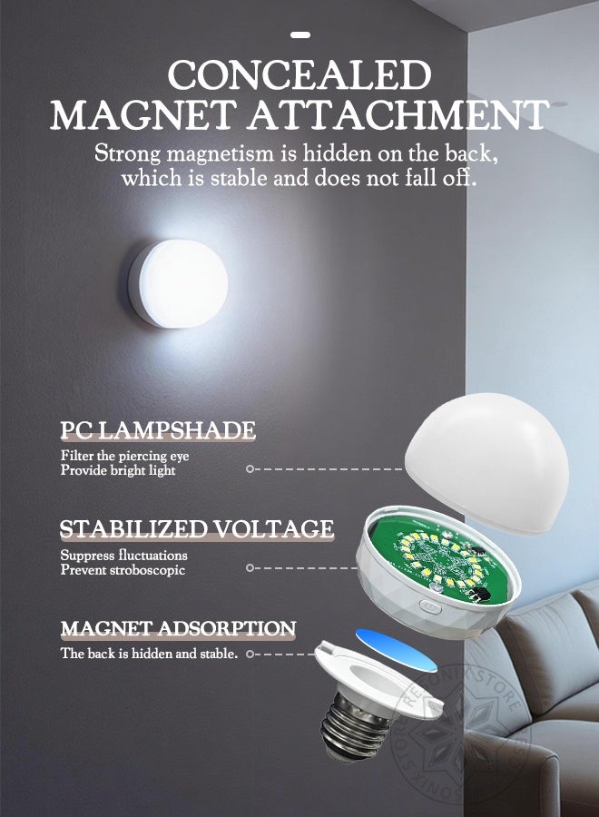 RESONIX 2PCS USB Rechargeable E26 Bulbs – Dimmable LED Light Bulbs with Remote Control, 15 Color Temperatures, Timing Function, Magnetic Detachable for Wall Sconce & Lamp - Image 5