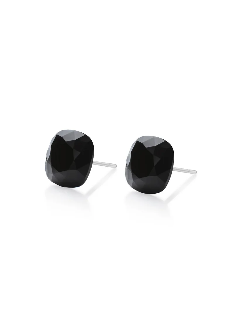 سيونا SOPHIA Jet Black Crystal Stud Earrings – Bold & Edgy Minimalism