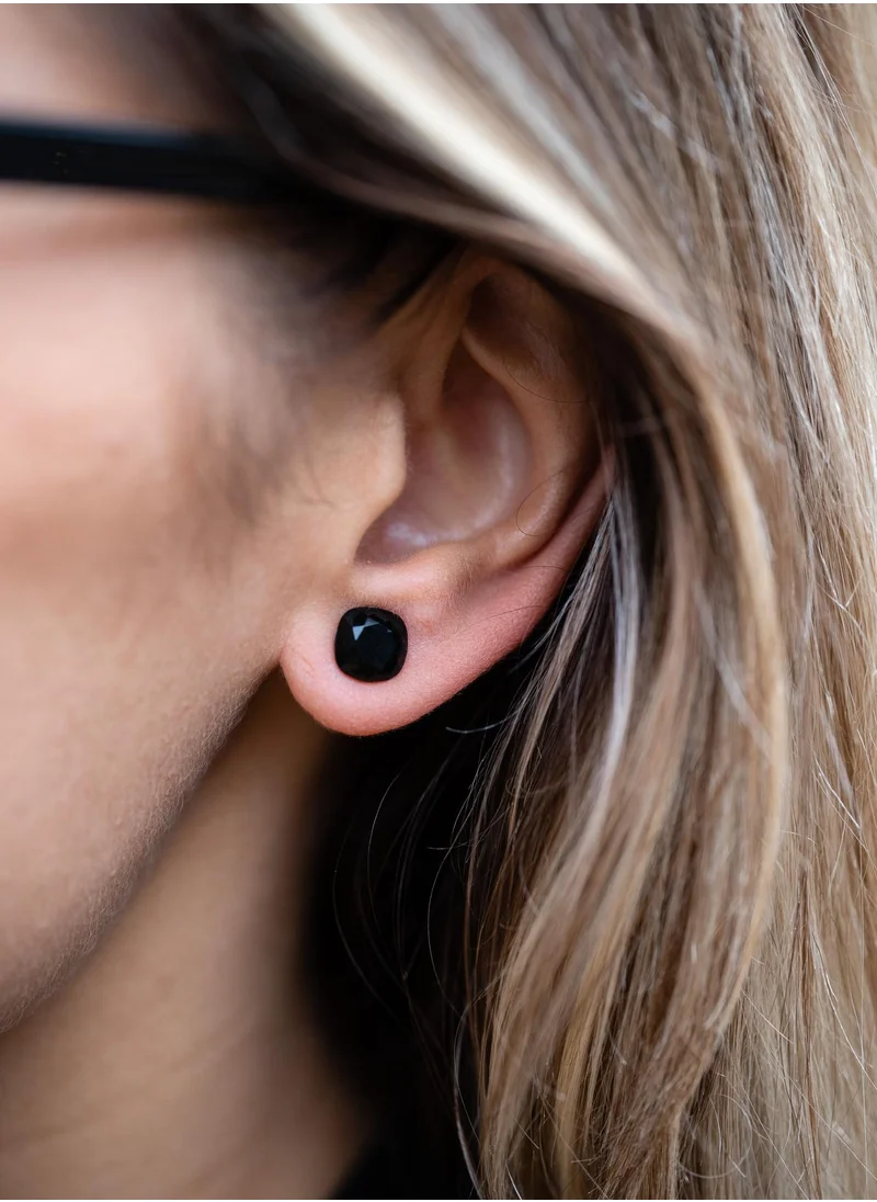 سيونا SOPHIA Jet Black Crystal Stud Earrings – Bold & Edgy Minimalism