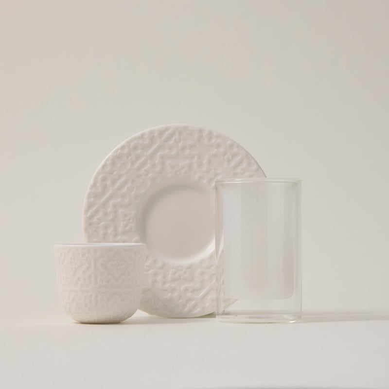 Dallaty white porcelain and glass Tea and coffee cups set 18 pcs - Image 1