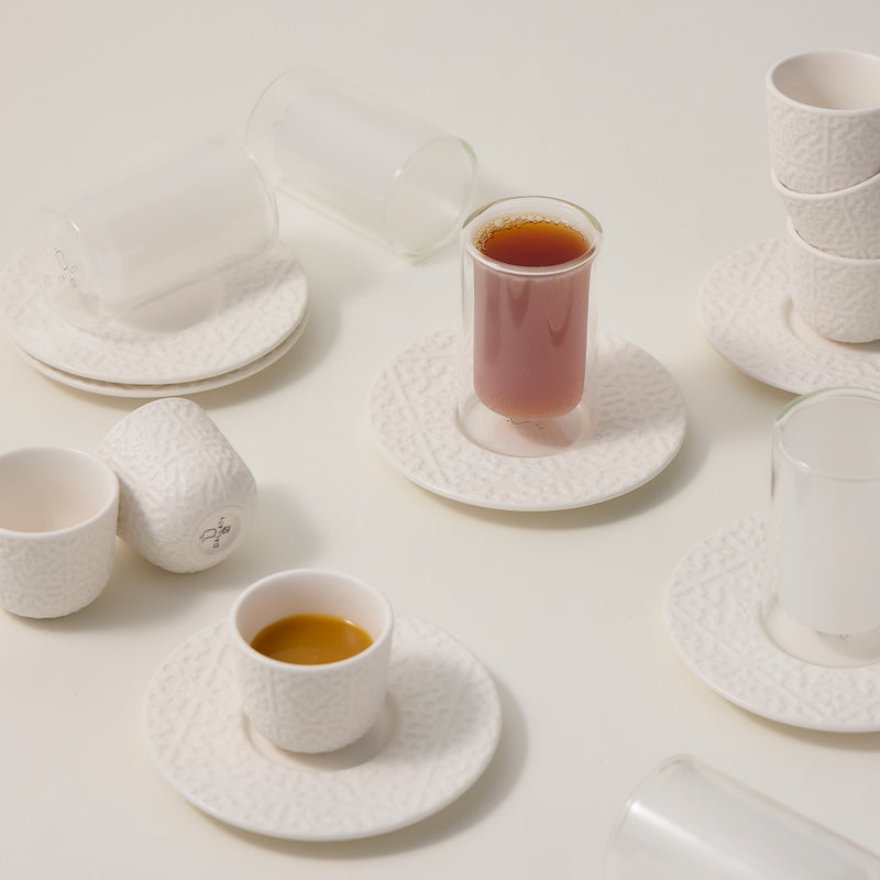 Dallaty white porcelain and glass Tea and coffee cups set 18 pcs - Image 4