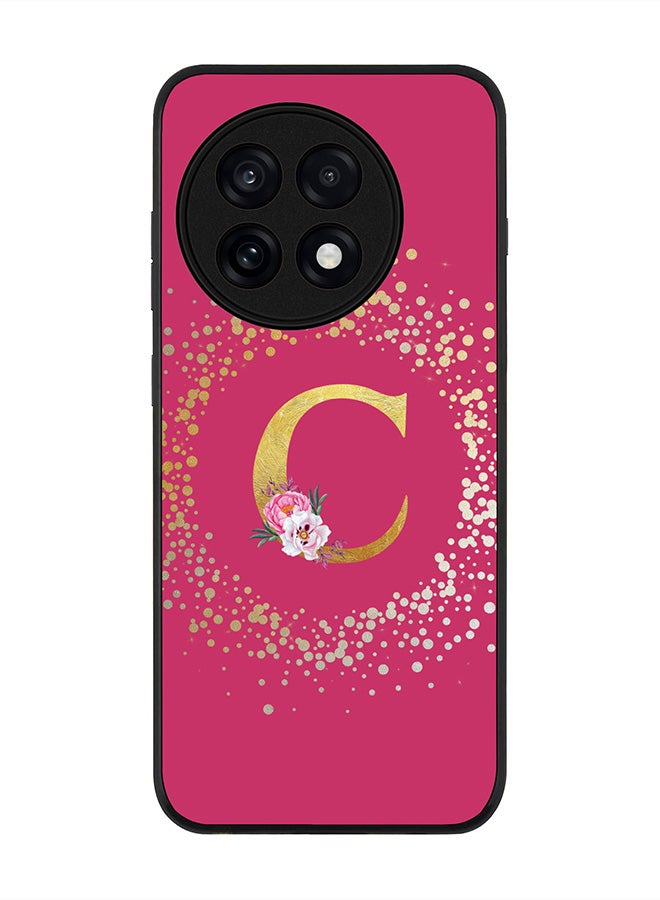 Stylizedd For OnePlus 13R / Ace 5 Pro Case,Slim fit Camera Protection, Shockproof Thin Phone cover  - Custom Monogram Floral - C ( Deep Pink )