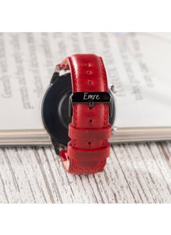 Vagave Genuine Leather Watch Band 20MM 22MM 24MM Fossil Diesel Lacoste Polo Tissot Casio Armani Tissot Nacar Classic Watch Band Leather Strap Red  - Image 3