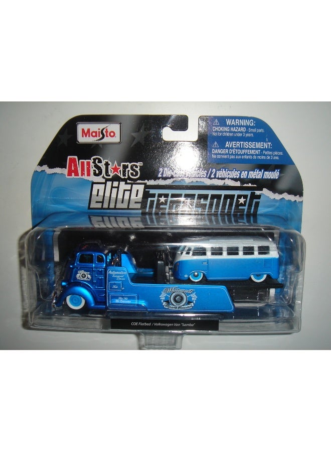 Maisto مايستو أول ستارز إليت ترانس بورت COE فلاتبد أزرق مع فولكس فاجن فان (1:64)