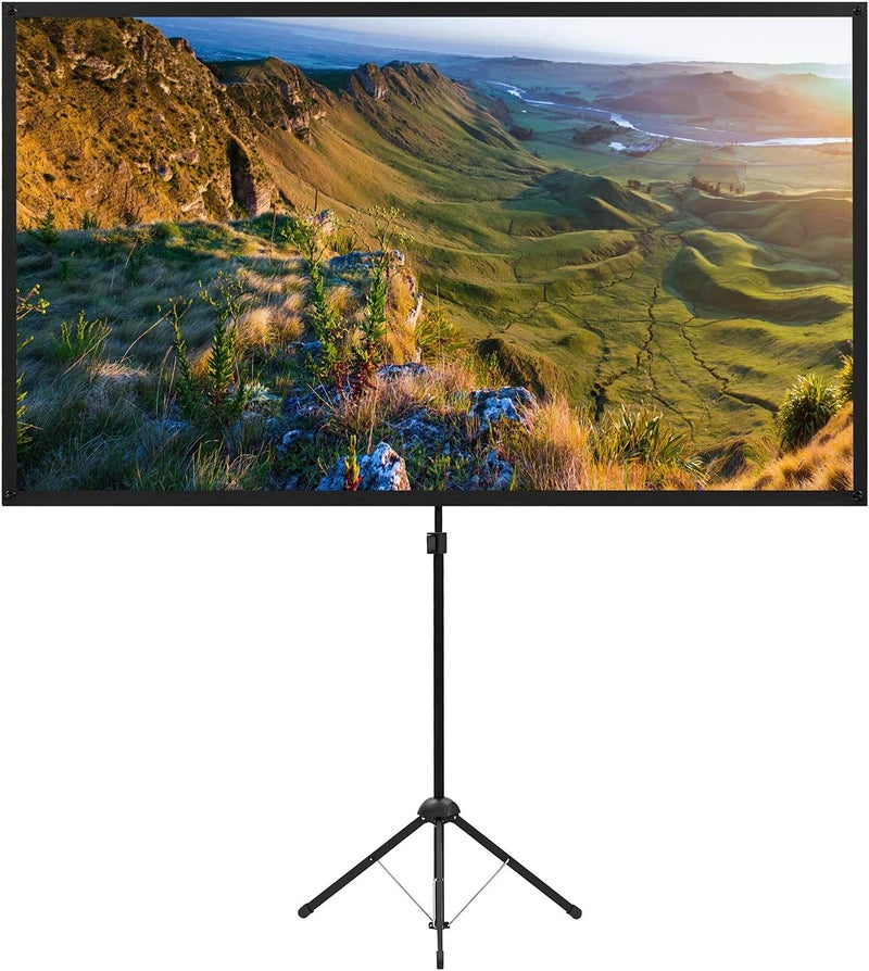 excelimage Projector Screen with Stand, 100 Inch Outdoor Projection Screen 16:9 and Tripod Stand, Portable Projector Screen, 1.2 Gain, Lightweight and Compact, Easy Setup, Idea for Home Cinema, Backyard Party. - Image 1