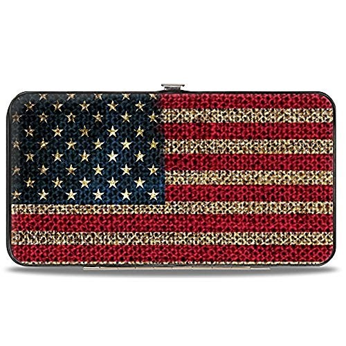 Buckle Down Buckle-Down womens Buckle-down Hinge - Vintage Us Flag Stretch Wallet, Multicolor, 7 x 4 US - Image 5