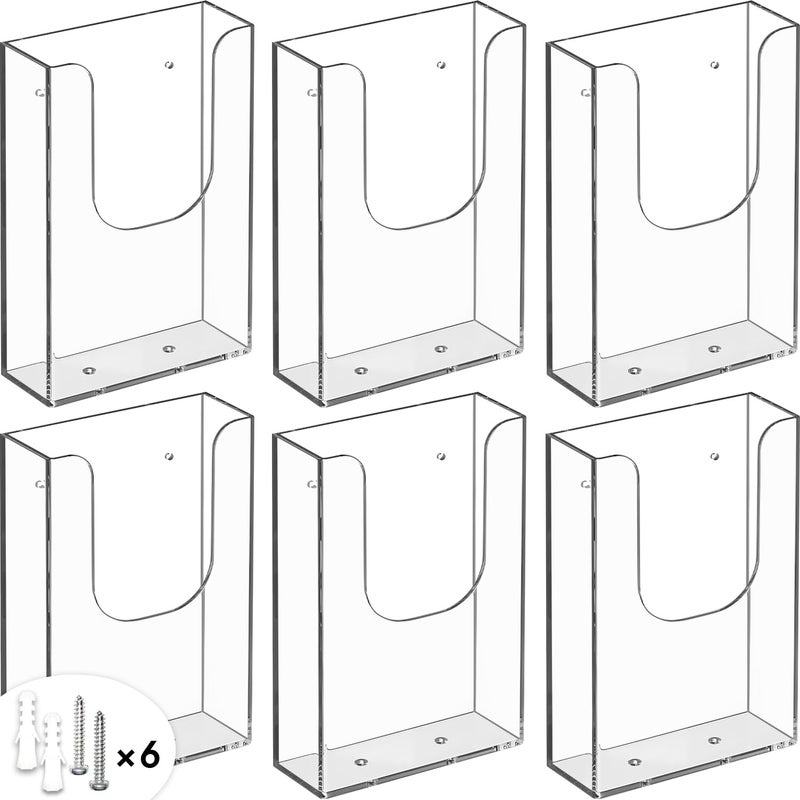 MaxGear Brochure Holder 4x9 inch Acrylic Pamphlet Holder Clear Plastic Flyer Holder Wall Mount for Ofiice School Exhibition 6 Pack