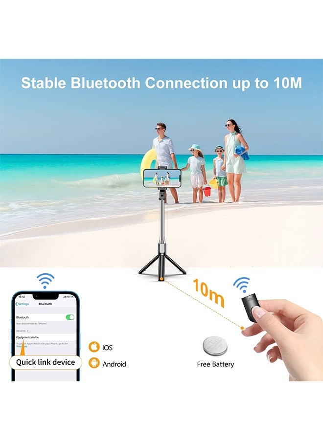 Selfie Stick, Bluetooth Selfie Stick Tripod, Extendable and Portable Selfie Stick with Detachable Wireless Remote & Stable Tripod Stand, Compatible with iPhone/Galaxy/Android etc.  - Image 5