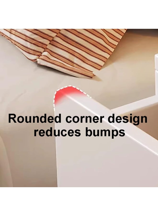  CityRiya-Long 40*41*60 سم منضدة غرفة النوم ، طاولة جانبية ريفية ، بجانب السرير ، طاولة نهاية مع 2 أدراج تخزين للمنزل الأبيض - Image 3