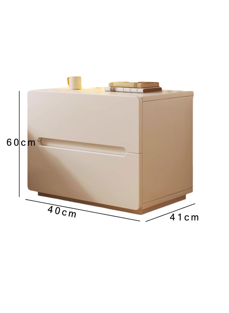  CityRiya-Long 40*41*60 سم منضدة غرفة النوم ، طاولة جانبية ريفية ، بجانب السرير ، طاولة نهاية مع 2 أدراج تخزين للمنزل الأبيض - Image 2