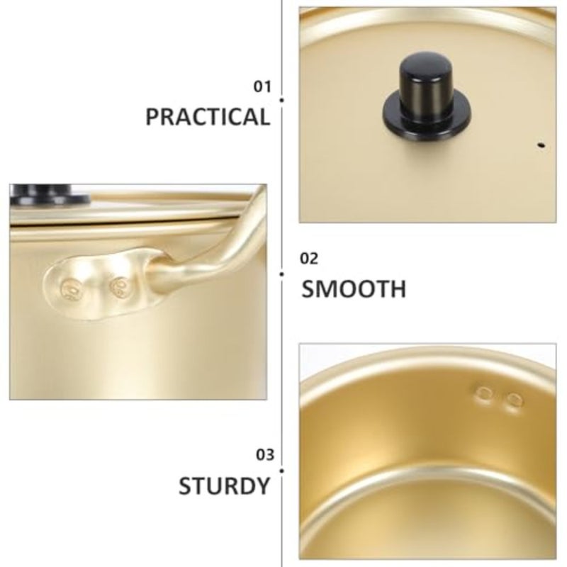 Korean Ramen Pot Kitchen Cooking With Lid Spoon And Chopsticks 1Pair,Noodle Fast Heating For Cookware 6. 3In (Double Handle) - Image 2