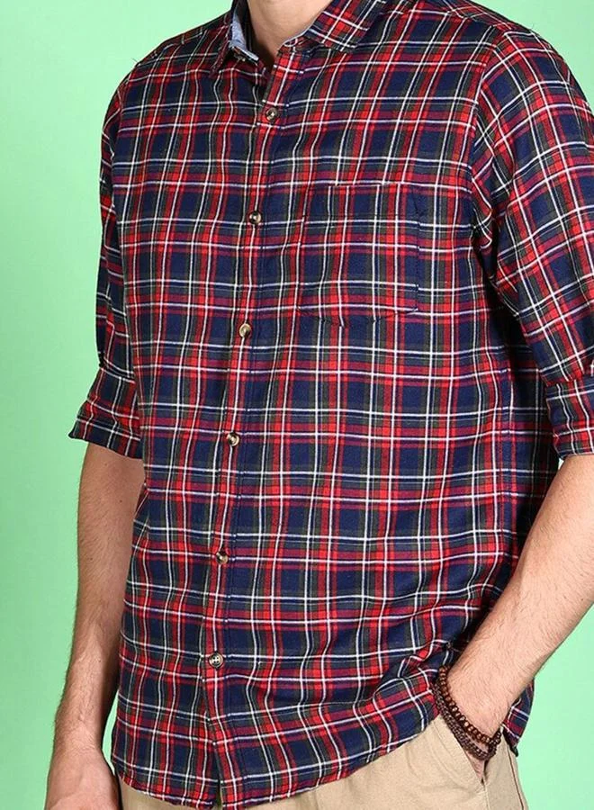 Take Two Men Checked Spread Collar Shirt By HardSoda