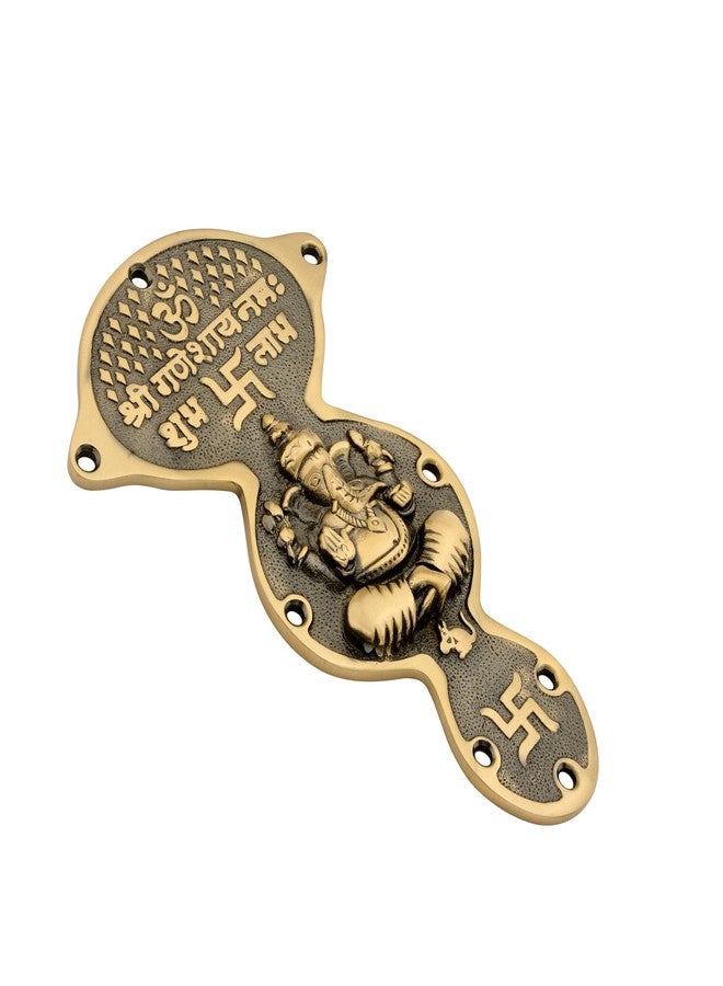 DEVDECOR, Brass Wall Hanging of Lord Ganesha with Om, Swastik & Shubh Labh - 7.6 inch Hindu Entrance Decor | Shri Ganeshaya Namah Plaque for Home, Temple & Vastu - Image 3