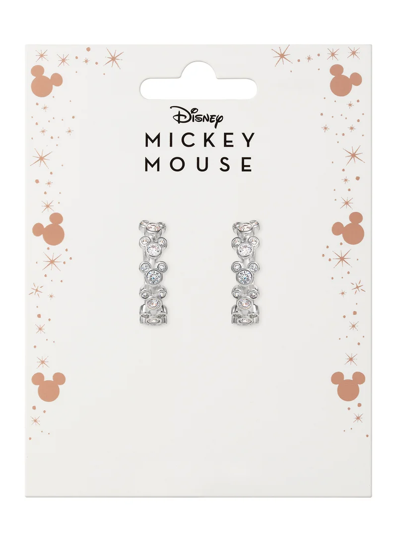 ديزني Mickey Mouse Silver Plate Huggie Stone Set Earrings EF00761SZWL.PS