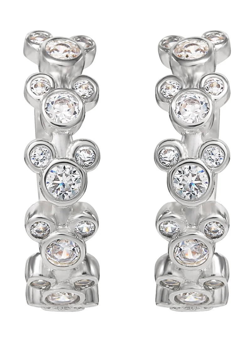ديزني Mickey Mouse Silver Plate Huggie Stone Set Earrings EF00761SZWL.PS