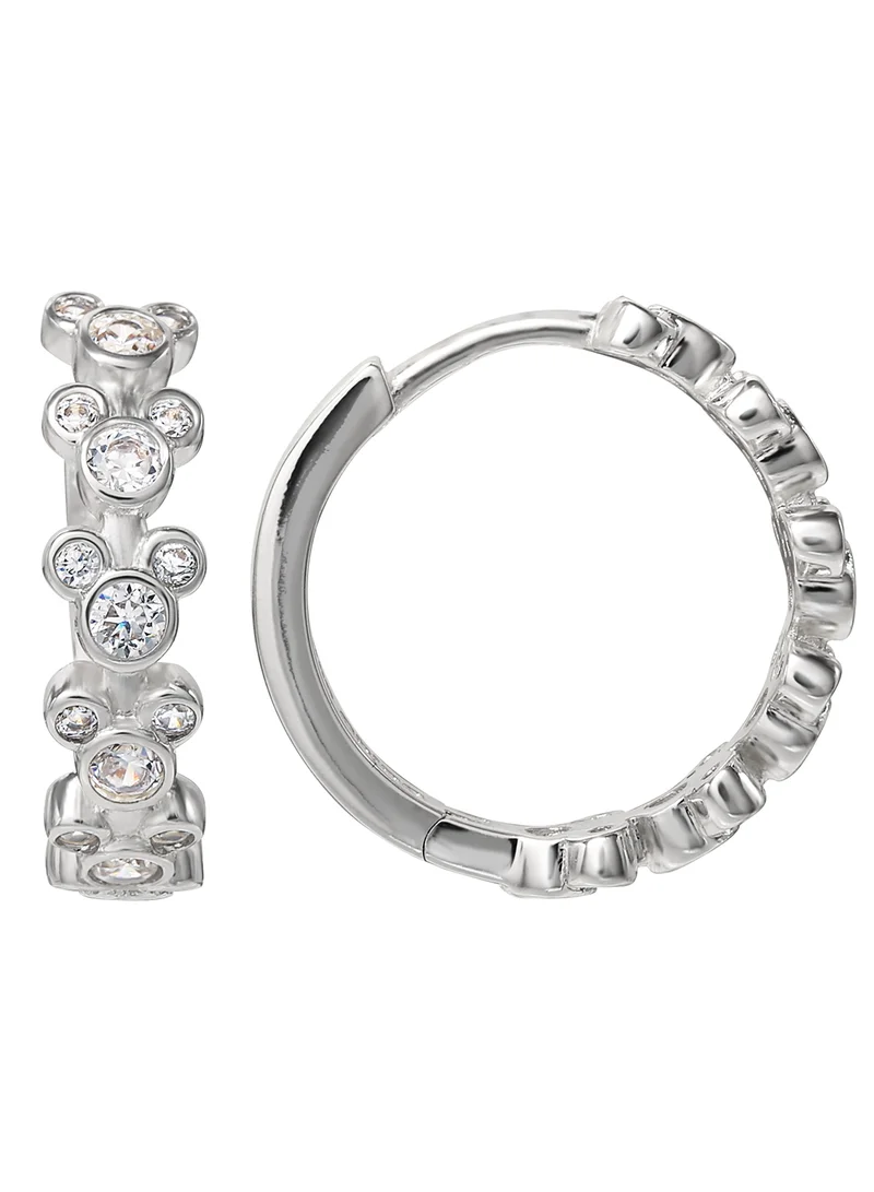 ديزني Mickey Mouse Silver Plate Huggie Stone Set Earrings EF00761SZWL.PS