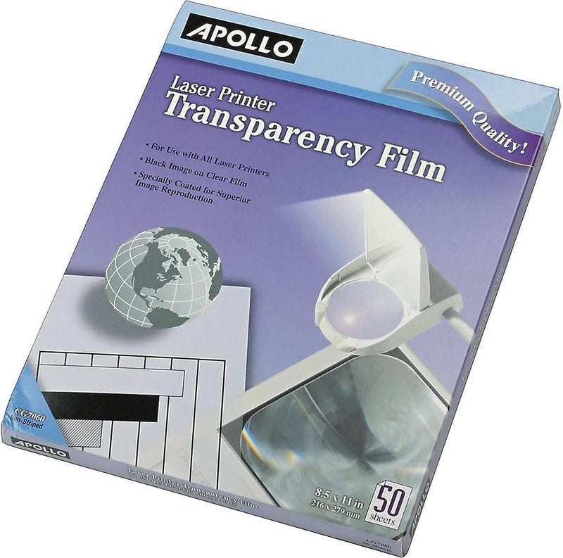 أكو براندز أفلام الشفافية ACCO Brands APOLLO للطابعات الليزرية، أسود على شفاف، 50 ورقة/عبوة (CG7060) (VCG7060E) - Image 2