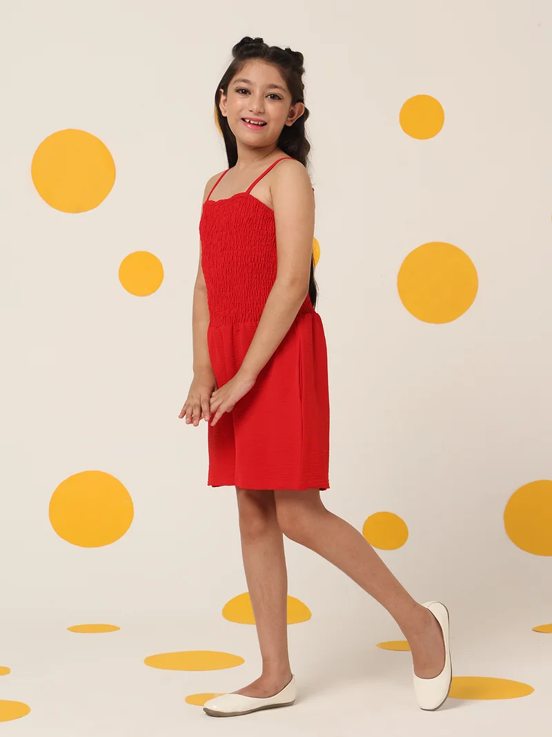 Cherry & Jerry Cherry & Jerry Blue Smocking and Shoulder Strap Playsuits